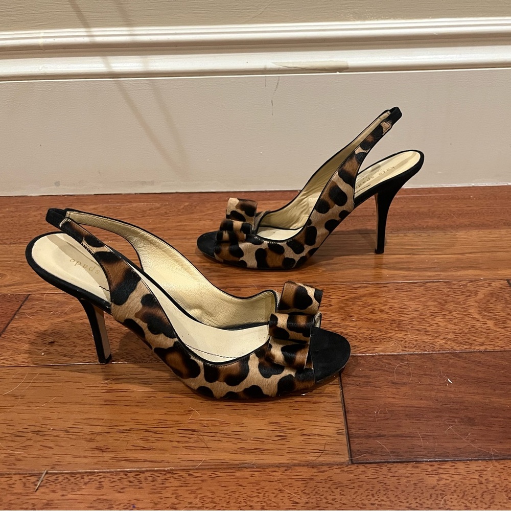 Kate Spade leopard hair slingback pump heels